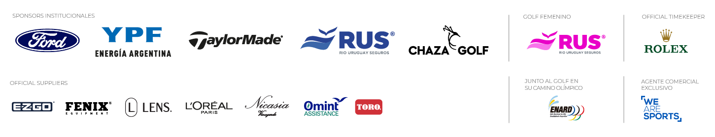 Sponsors del Campeonato Nacional Interclubes 2026: Ford, YPF, TaylorMade, Río Uruguay Seguros, Chaza Golf, Rolex, E-Z-GO, Fenix, LENS., L'Oréal Paris, Nicasia, Omint, Toro, ENARD y We Are Sports.